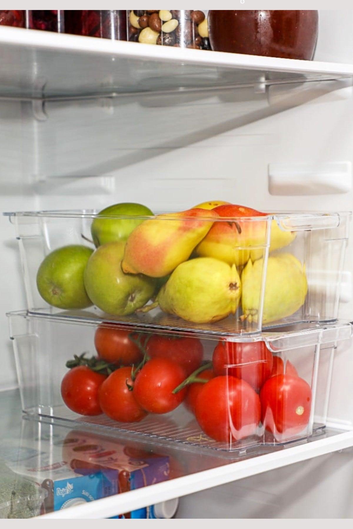 3 Pack Refrigerator Organizer Midi Stackable Box Transparent Cabinet Organizer - Swordslife