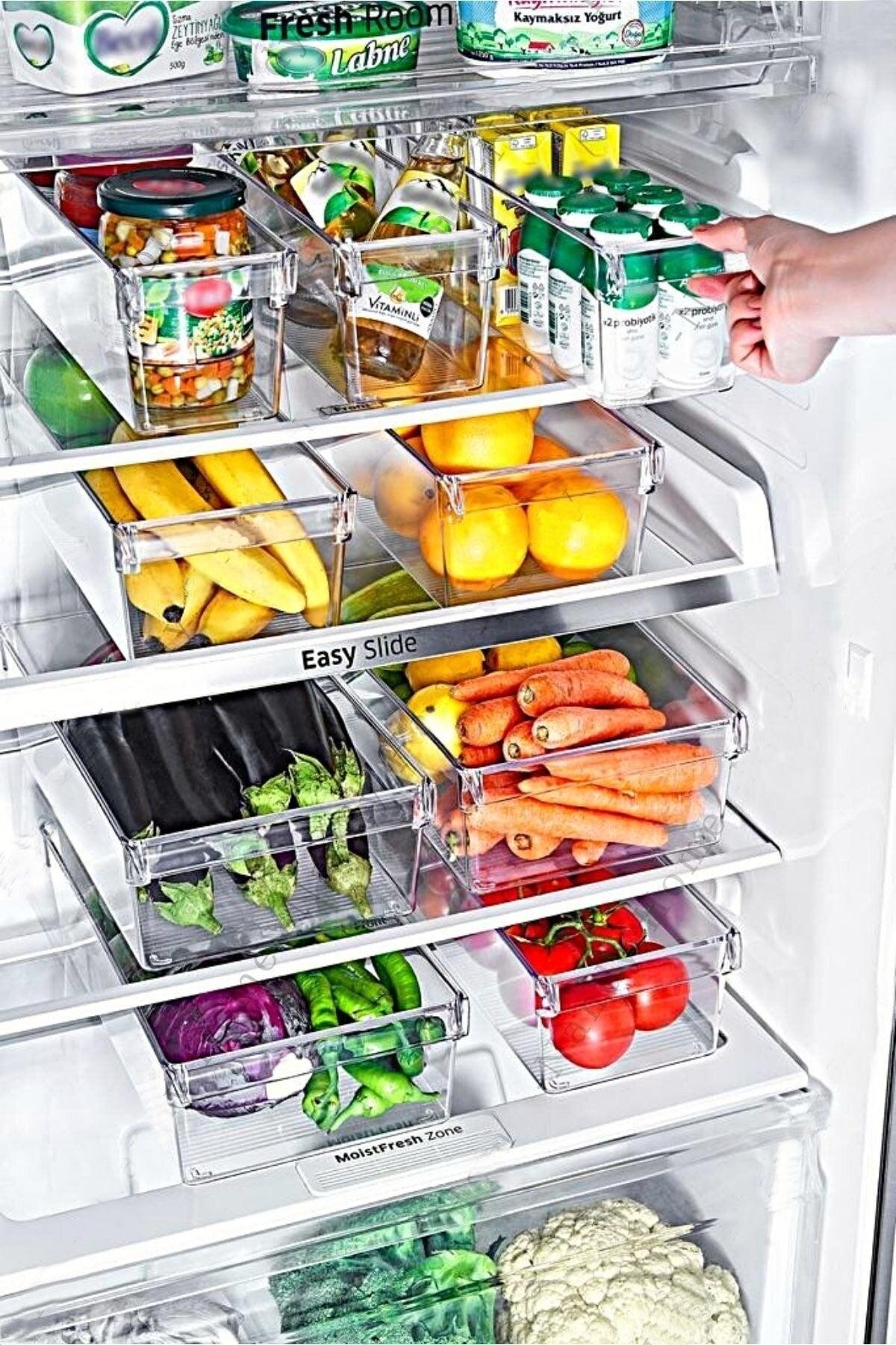 3 Pack Refrigerator Organizer Midi Stackable Box Transparent Cabinet Organizer - Swordslife