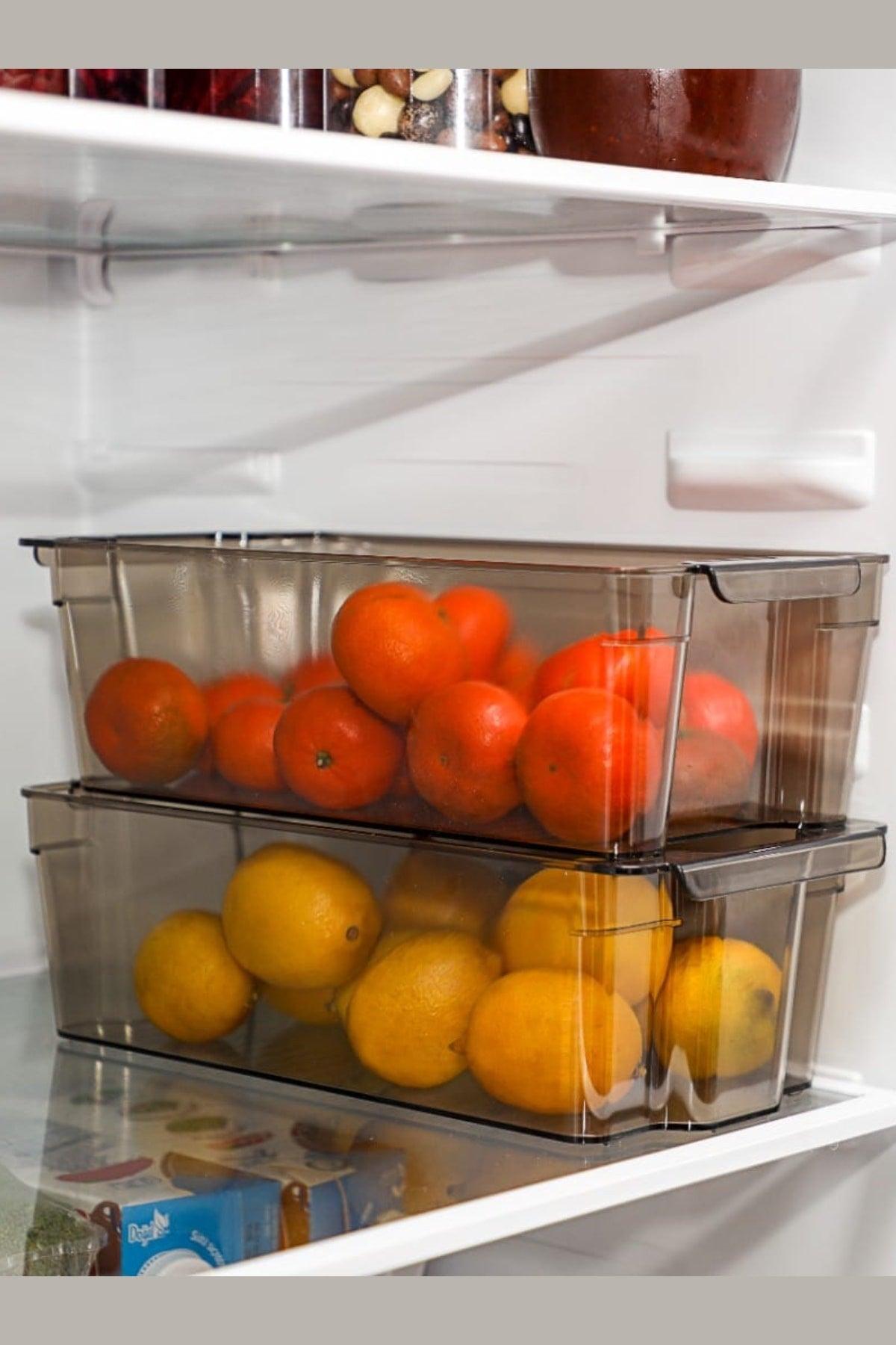 3 Pack Refrigerator Organizer Midi Stackable Box Transparent Cabinet Organizer - Swordslife