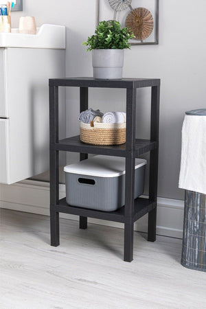 3 Tiers Plastic Shelving Unit Kitchen Shelf Bathroom Shelf Balcony Shelf Bathroom Organizer Black - Swordslife