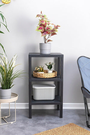 3 Tiers Plastic Shelving Unit Kitchen Shelf Bathroom Shelf Balcony Shelf Bathroom Organizer Black - Swordslife