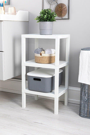 3 Tiers Plastic Shelving Unit Kitchen Shelf Bathroom Shelf Balcony Shelf Bathroom Organizer White - Swordslife