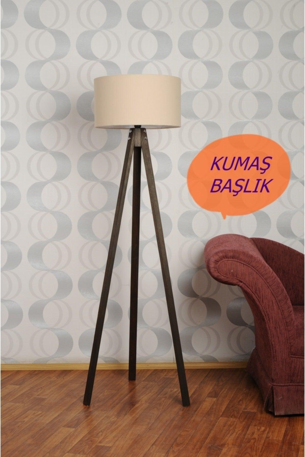 3-Legged Tripod Floor Lamp Lampshade Fabric Head---beige-c - Swordslife