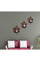 3 Piece Wooden Wall Ornament Shelf Sycamore Leaf Candle Holder - Swordslife