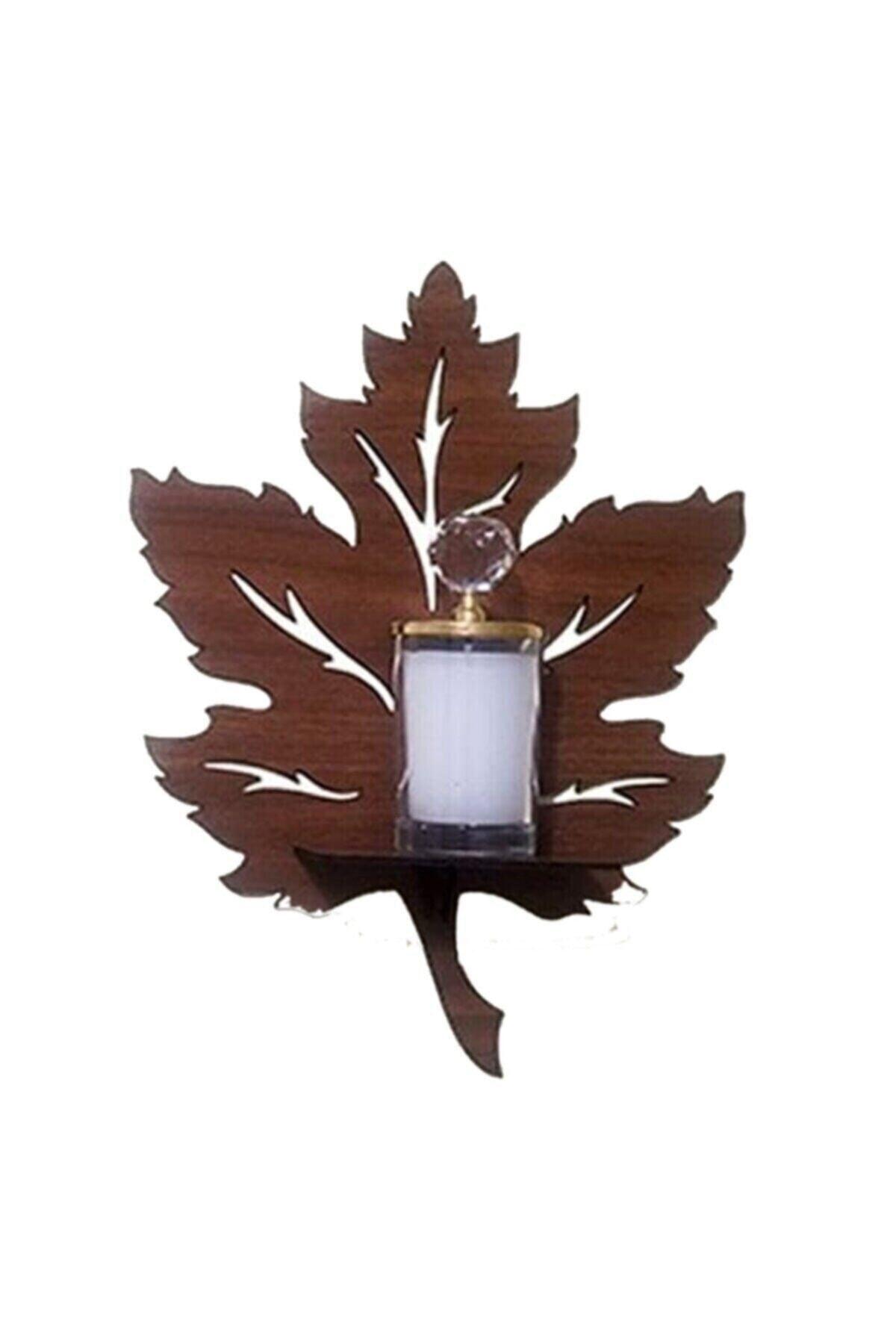 3 Piece Wooden Wall Ornament Shelf Sycamore Leaf Candle Holder - Swordslife