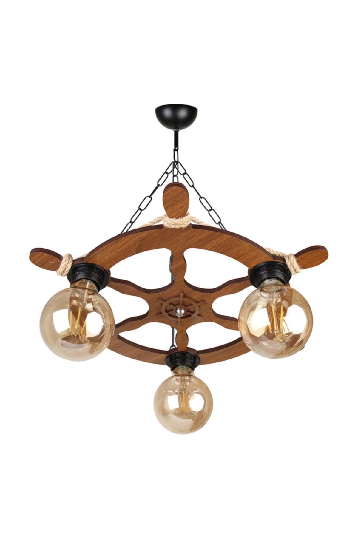 3 Pcs Rudder Themed Wooden Chandelier M253 - Swordslife