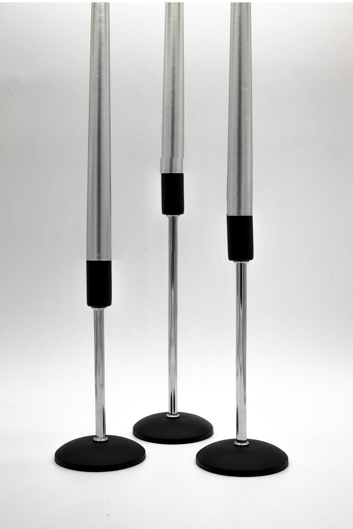 Pcs Flat Foot Stainless Black-silver Candlestick Candle Holder Decorative Candle Holder Thin Long Leg Home Decoration - Swordslife