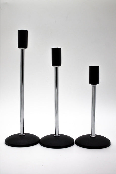 Pcs Flat Foot Stainless Black-silver Candlestick Candle Holder Decorative Candle Holder Thin Long Leg Home Decoration - Swordslife