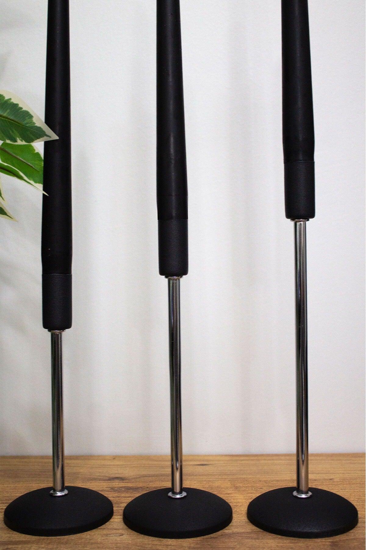 Pcs Flat Foot Stainless Black-silver Candlestick Candle Holder Decorative Candle Holder Thin Long Leg Home Decoration - Swordslife