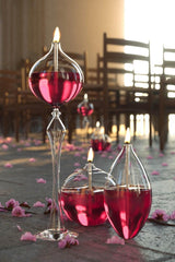 Set of 3 Jumbo Glass Oil Lamps (Foot Drop, Barrel, Sphere) + 750 Ml Oil Lamp - Rose - Swordslife