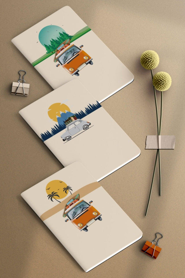 Set of 3 Notebooks | 14x20cm | Unlined Note