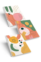 Set of 3 Spiral Checkered Notebooks - Summer