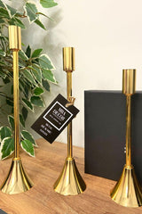 3 Pcs Heeled Gold Candlestick Candle Holder Decorative Candle Holder Thin Long Leg Home Decoration - Swordslife