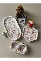 Piece Christmas Set Decorative Oval Concrete Trinket Plate & Hexagonal Jewelry Plate & Tea Light - Swordslife