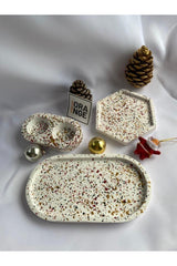 Piece Christmas Set Decorative Oval Concrete Trinket Plate & Hexagonal Jewelry Plate & Tea Light - Swordslife