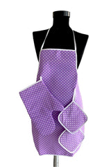 3 Piece Lilac Kitchen Set Liquid Proof Kitchen Apron Heat Proof Oven Mitts And Holder Set - Swordslife