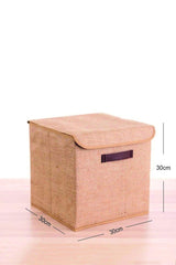 3 Pieces Jute Box with Lid 30cmx30cmx30cm - Swordslife