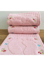 3 Pieces Powder Color Embroidered Foot Towel 100% Cotton Size: 50x70 - Swordslife