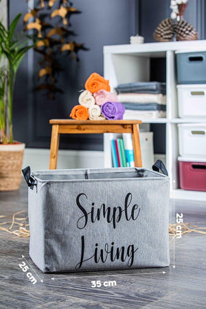 3 Pieces Simple Living Maxi Gray Rectangular Basket 35x25x25 Cm - Swordslife