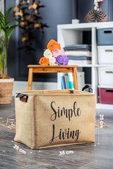 3 Pieces Simple Living Maxi Jute Rectangular Basket 35x25x25 Cm - Swordslife