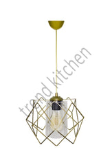 3 Pieces Gold Design Transparent Mica Glass Chandelier - Swordslife