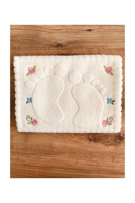 3 Pieces Cream Embroidered Foot Towel 100% Cotton Size: 50x70 - Swordslife
