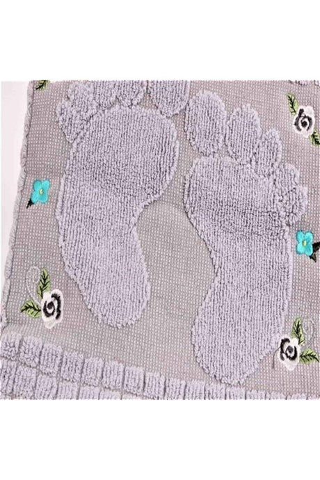 3 Pieces Gray Color Embroidered Foot Towel 100%