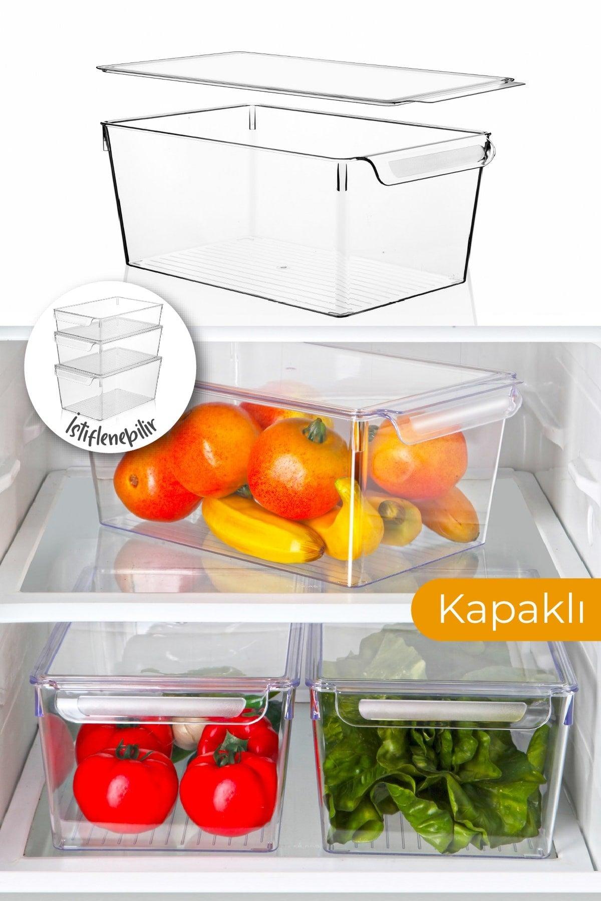 3 Piece Fridge Organizer Large With Lids - Swordslife