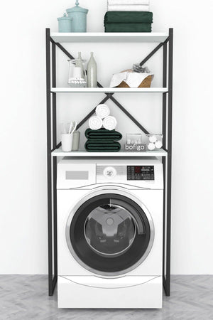 3 Shelves Metal Bathroom Organizer Metal Bathroom Shelf Washing Machine Top White - Swordslife