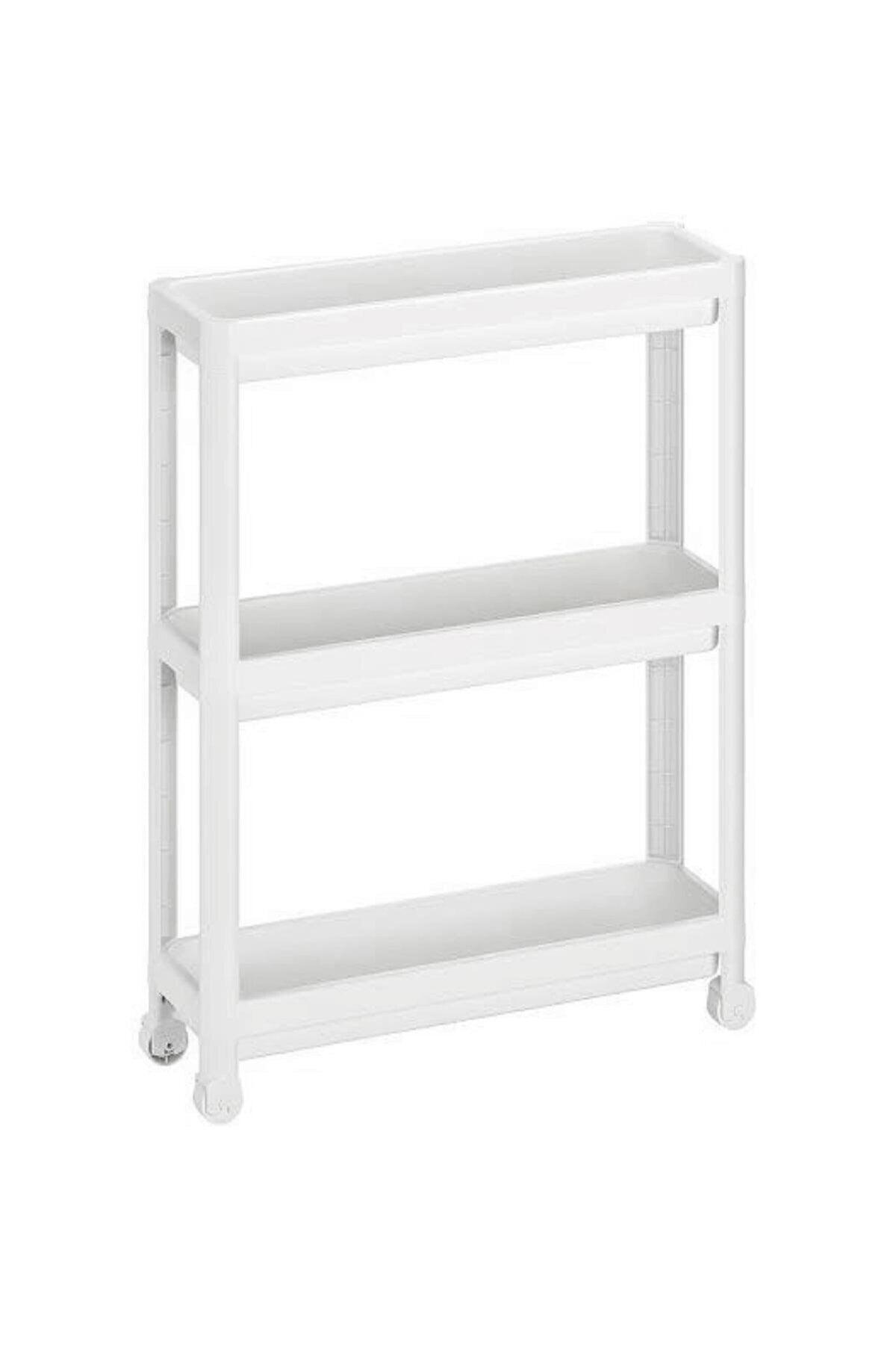 Tiers Wheeled Vesken Shelf | Bathroom Kitchen Organizer Rectangular Wheeled Shelf Organizer White - Swordslife