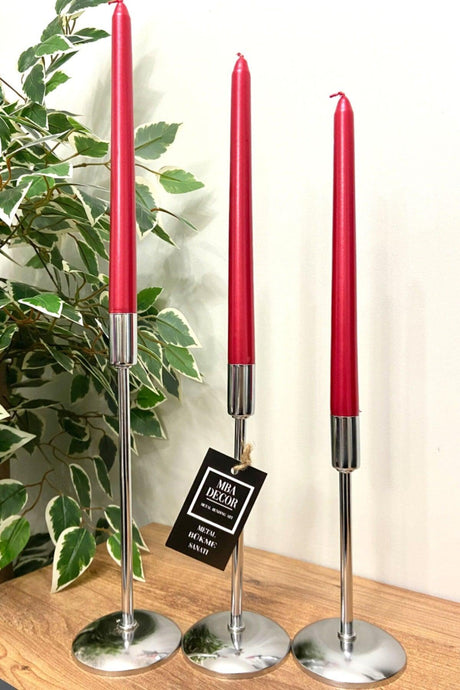 3 ( Triple ) Flat Foot Silver Candlestick Candle Holder