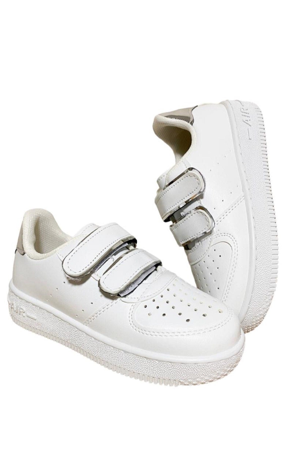 Unisex Girls Boys Velcro Sneakers Sneaker - White Silver