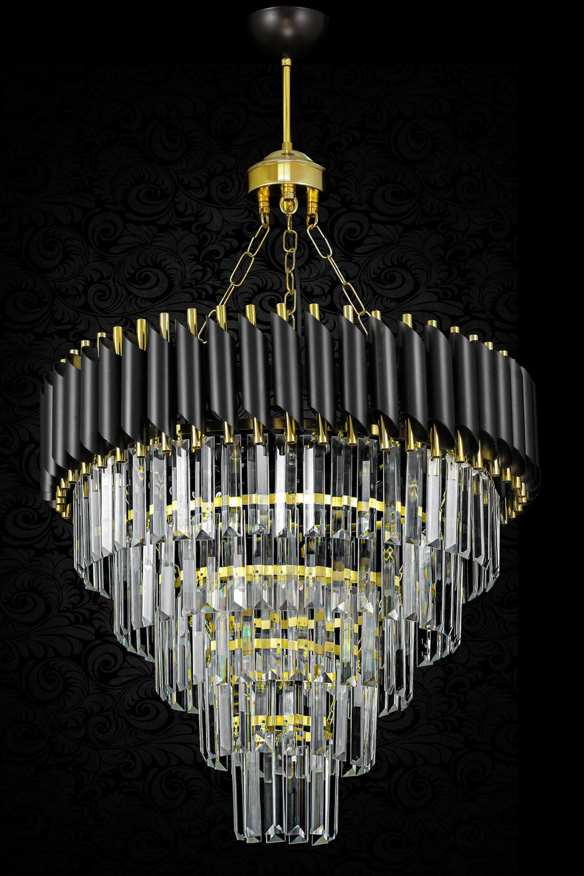 Palmira 55 Cm Crystal Stone Luxury Chandelier Set of 5 - (black-gold)