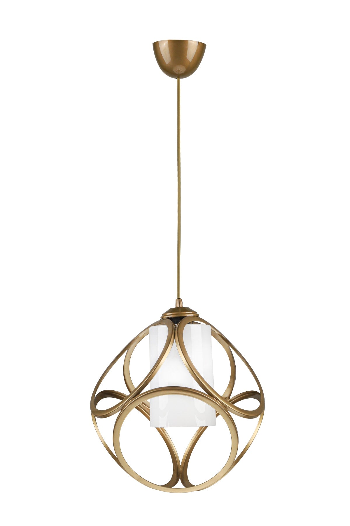 Aydın Single Chandelier Antiqued White Acrylic