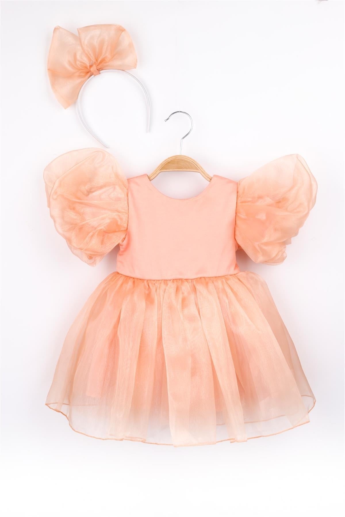 Salmon Crown Organza Girl's Party Dress - Carlene