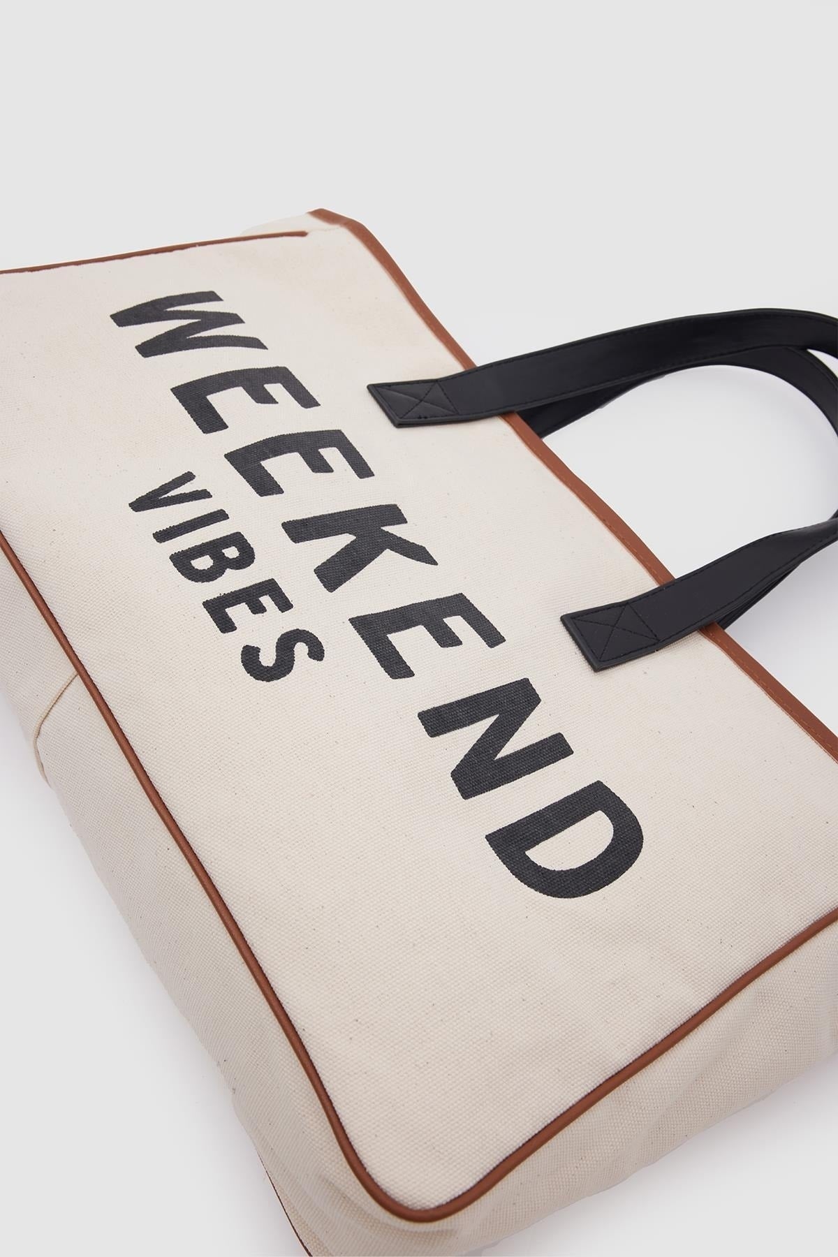 Canvas Fabric Bigger Shopper Bag Weekend