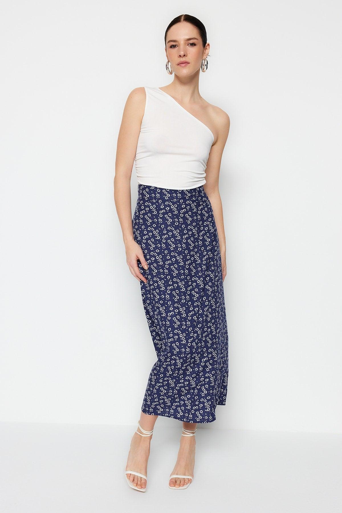 Blue Printed Woven Skirt TWOSS23ET00295 - Swordslife