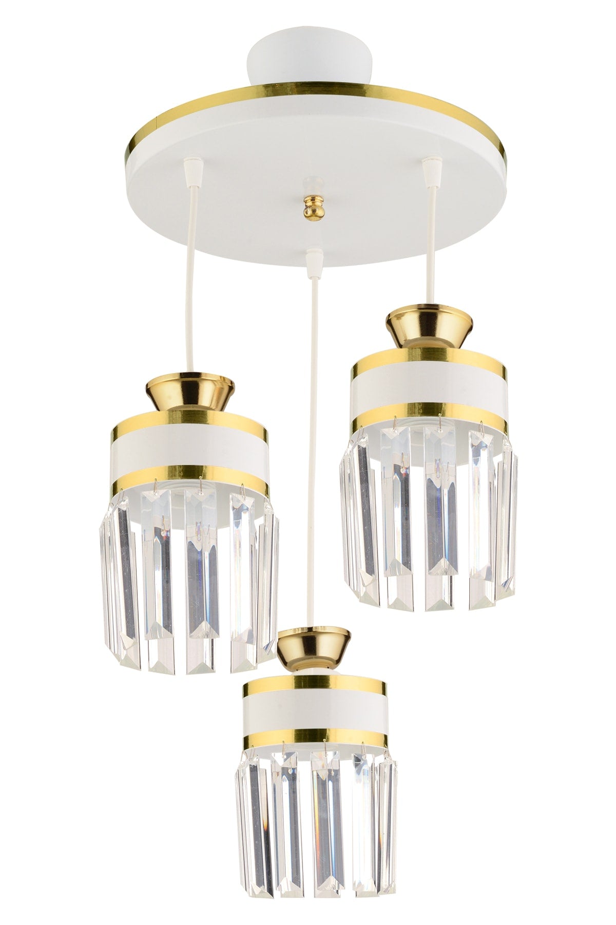 Eylül 3-Piece Pendant Lamp Crystal Stone Tray White Yellow Gilded Modern Luxury Chandelier