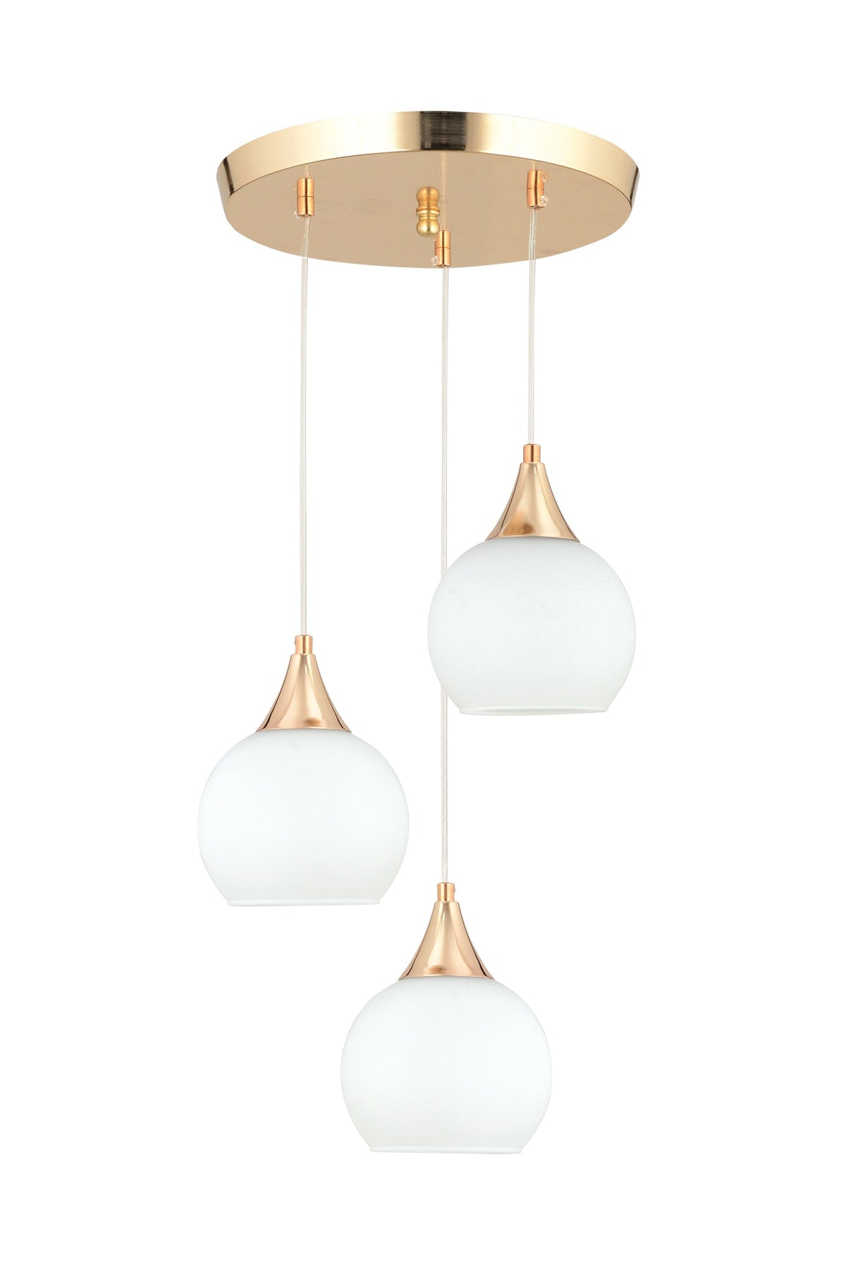 Sante 3-Piece Gold White Glass Modern Pendant Lamp Chandelier Living Room Kitchen Room Hallway Chandelier