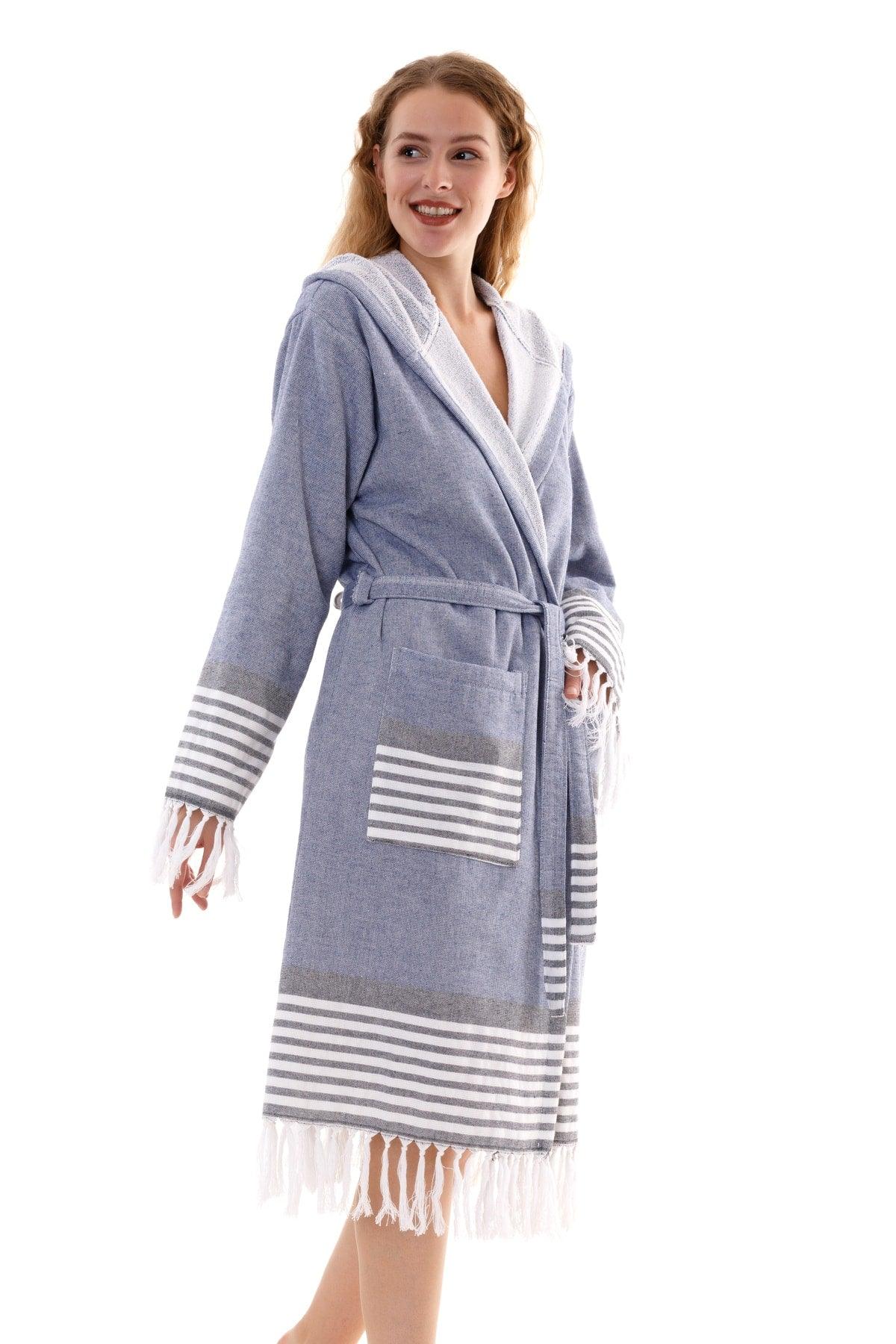 Set of 2 Large Size Bathrobes | Hooded Bathrobe &cotton Bath Towel Loincloth | Unisex (2xl-3xl-4xl) - Swordslife