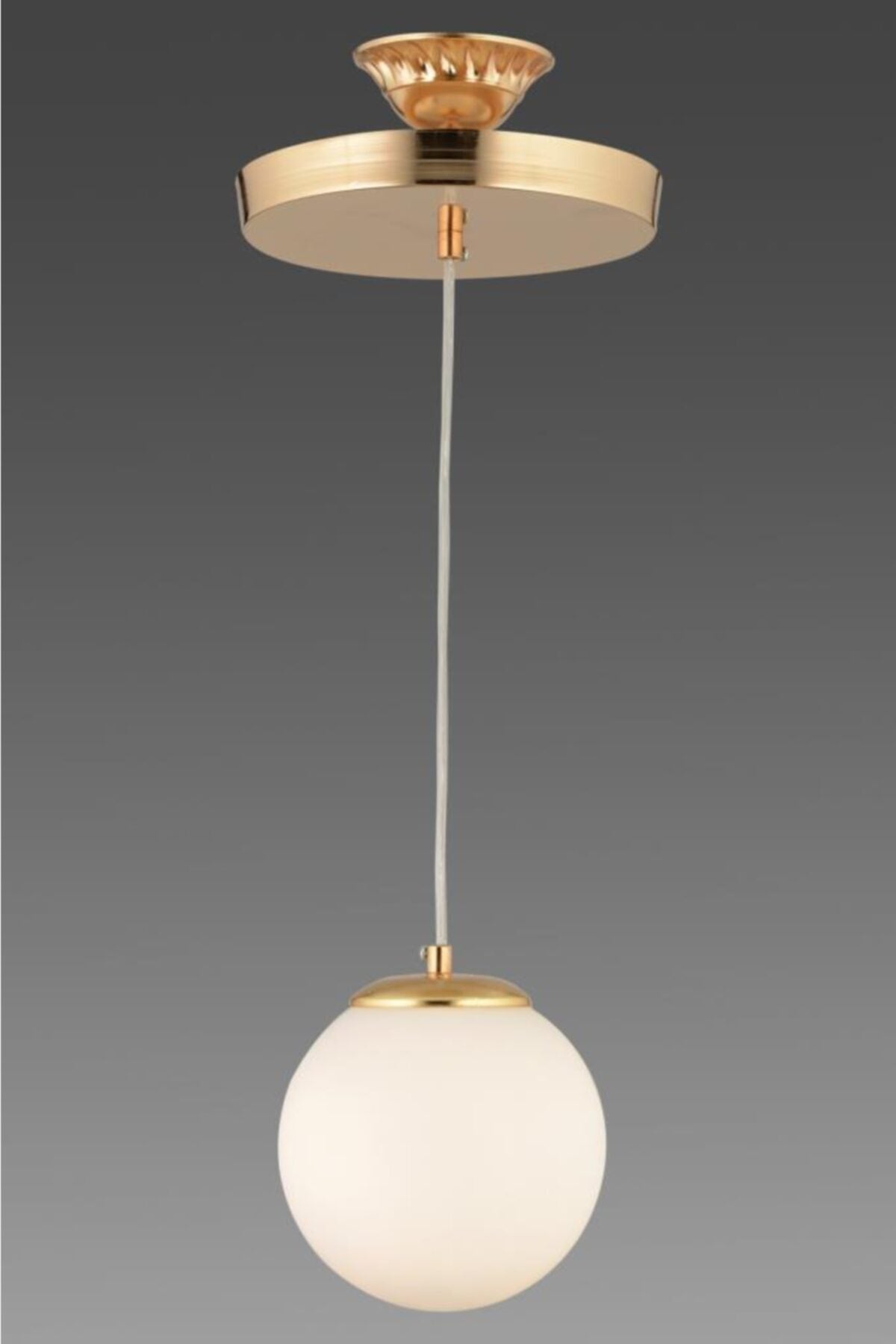 Pendant Lamp Single Gold White Globe Glass Chandelier