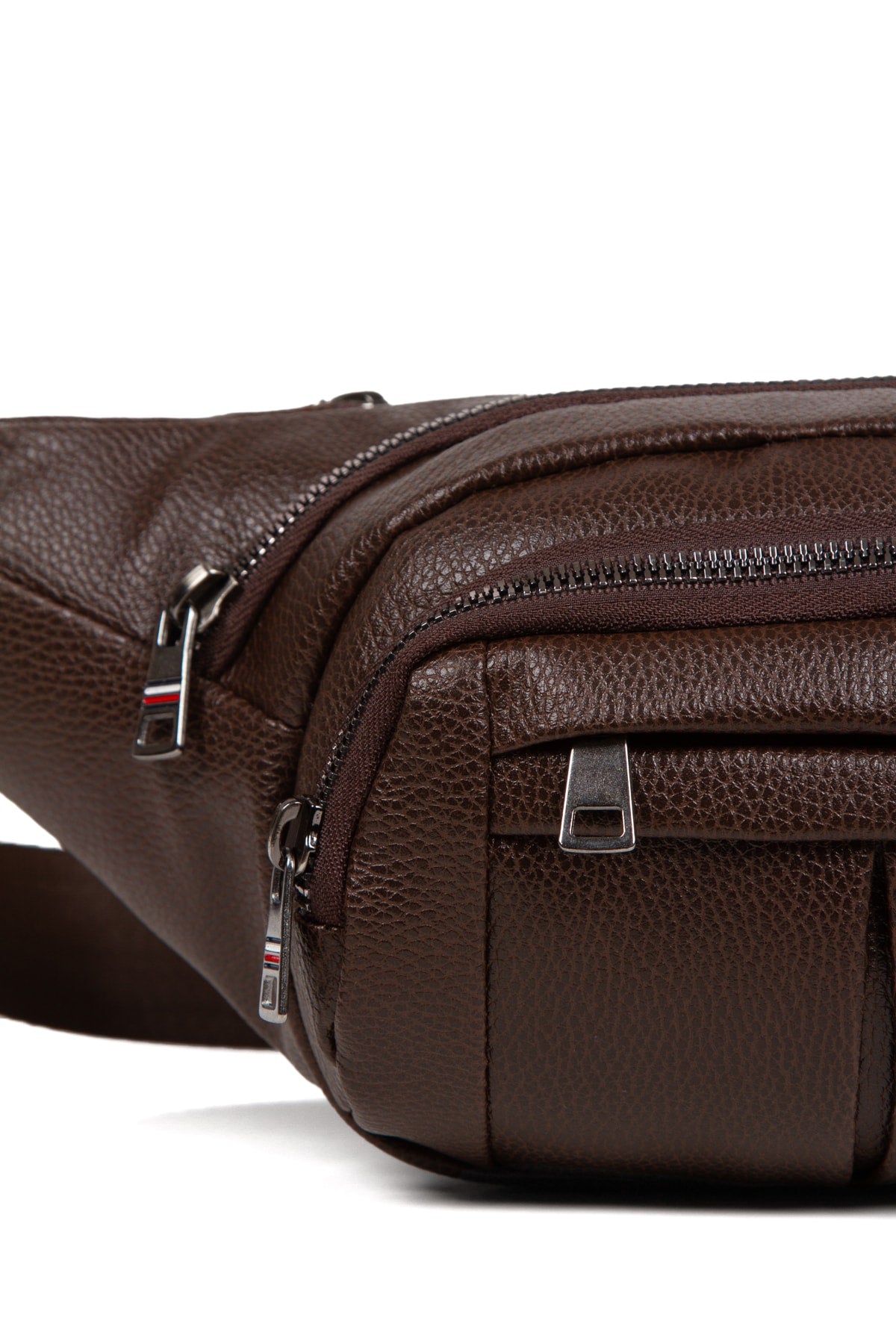 Men'S Leather Headphone Outlet Waterproof Cross Shoulder And Waist Bag (Daily Use Brown Color)