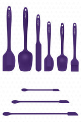 Drongo Jar Scraper Silicone Spatula Set 9 Pieces Purple