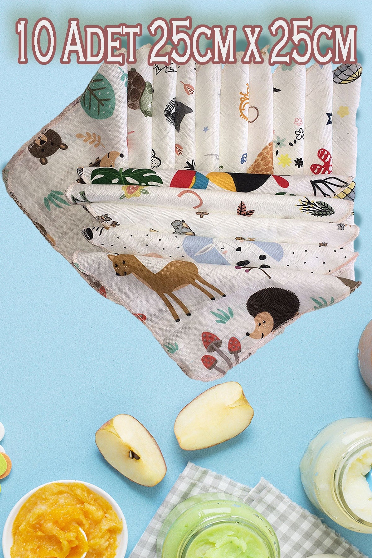 10 Pcs Baby Mouth Wipes / Mouth Cloth Made Of 100% Cotton Muslin Fabric (25X25 Cm)