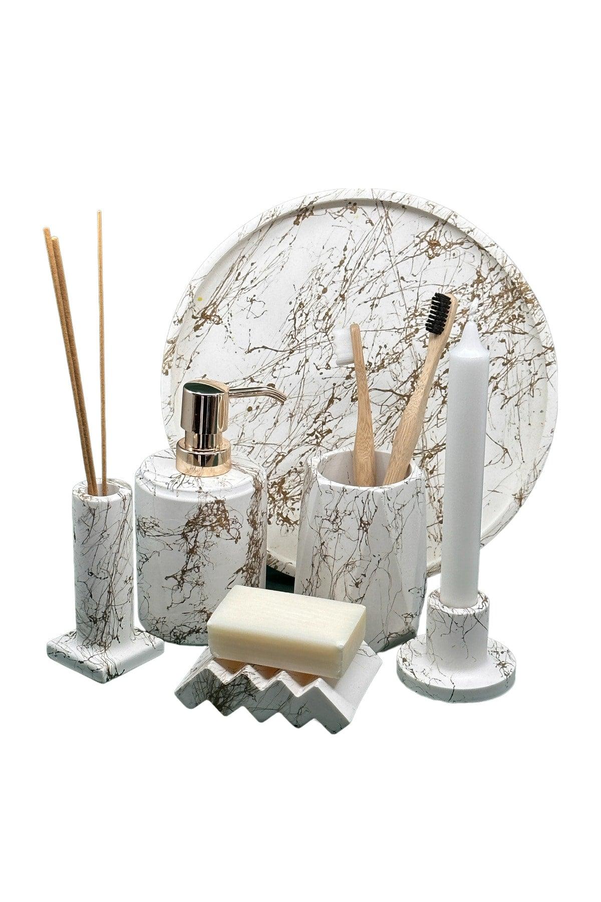 Premium Series Gold Detail Concrete Bathroom Set - Swordslife