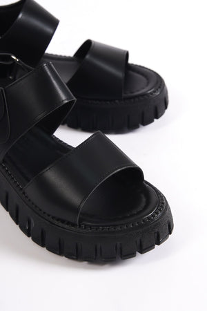 735-S Black Gladiator Platform Sandals