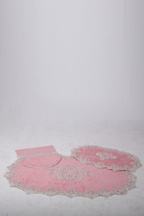 Aplique Lux Powder 6 Piece Velvet Bath Set Dirty Laundry Basket Set + Bath Mat Set - Swordslife