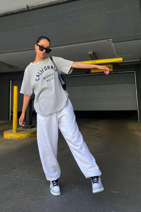 2 Thread Plus Size Jogger Gray / Black Women's High Waist Summer Oversize Sweatpants - Swordslife