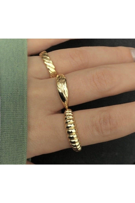 Women's 3-Pack Combination Gold Combination Ring Set - Swordslife