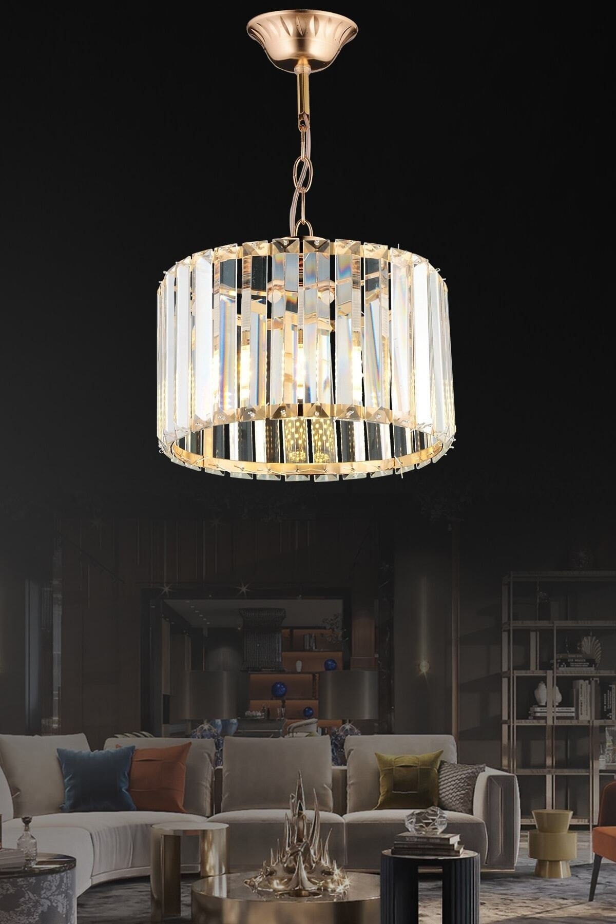 Modern Luxury Crystal Stone Gold 25cm Chandelier